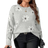 Shein Plus Womens Floral Pattern Crew Neck Drop Shoulder Long Sleeve Casual Sweater