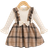 Shein Baby Girl Plaid Print Ruffle Trim Flounce Sleeve Bow Front In Dress