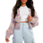 boohoo Womens Petite Premium Chunky Multicolored Cardigan Pink