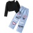 Shein Young Girl And Young Girl pcsSet Casual Street Chic Short Crop Sweatshirt Graffiti Print Straight Pants For OutdoorCasual Wear In AutumnWinter