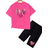 Shein Tween Girl Casual Summer Heart Print TShirt And Tight Shorts Piece Set