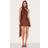 PrettyLittleThing Satin Scarf Detail Bodycon Dress - Chocolate