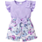 Shein Young Girl pcs Elegant Sweet And Cute Top With Bowknot Detail And Ruffled Hem And Bow Detail Printed Shorts Suitable For Summer Casual Vacation And Pa