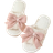 Shein Women Bow & Fuzzy Decor Single Band Home Slippers, Fashionable Indoor Fabric Bedroom Slippers