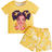 Shein New Arrival Baby Girls Cute Casual Cartoon Print Short Sleeve Top And Floral Shorts Set