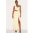 PrettyLittleThing Butter Cream Chiffon Frill Cut Out Maxi Dress - Butter Cream