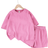 Shein Tween Girls Solid Knitted Short Sleeve Top And Loose Shorts Casual pcs Set