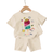Shein Baby Girl Casual Simple Pearl Imitation Ice Cream Rainbow Summer Printed Short Sleeve Shorts Set Suitable For Summer