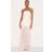 PrettyLittleThing Cream Lace Sheer Skirt Panel Bandeau Midaxi Dress - White