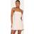 PrettyLittleThing Linen-Blend Bandeau Fold Over Shift Dress - Natural