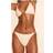 PrettyLittleThing Cream Textured Tie Side Bikini Bottoms - White