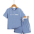 Shein pcsSet Young Boys Letter Print Crew Neck Short Sleeve Top And Drawstring Shorts Casual Outfit