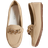Shein Rhinestone & Decor Litchi Embossed Loafers, Khaki Fashionable Rhinestone Ballet Flats With Metallic Decoration