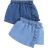 Shein 2pcs Baby Girls High Elasticity Water Washed Cute Flounce