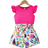 Shein Young Girl Vacation Style Printed Kimono Sleeve Shirt And Shorts Set