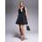 Goddiva Diamante Embellished Neck A-Line Mini Dress - Black