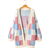 Shein Womens Cute And Casual Loose Fit Color Block Plaid Long Sleeve Cardigan For Autumn And Winter
