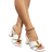 Shein Women Metal Decor Pleated Sculptural Heeled Mule Sandals, Fashionable White Heeled Sandals
