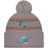 New Era NFL Sideline Winter Mütze Miami Dolphins grau