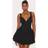 PrettyLittleThing Woven Corset Detail Skater Skort Playsuit - Black