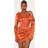PrettyLittleThing Satin One Shoulder Drape Bodycon Dress - Orange