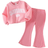 Shein Toddler Apricot Letter Print Long Sleeve Top Set - Brown