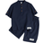 Shein Tween Boy Holiday Style HalfPlacket Stand Collar Short Sleeve TShirt With Applique And Woven Beach Stripes Shorts TwoPiece Set