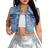 Shein Kvinnors Grdad rmls Denimjacka