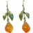 Shein 1pair Retro & Artistic Forest Style Orange Glass Earrings For Women, Suitable For Daily Wear And Holidays