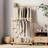 Unho Natural Bamboo Thicken Double Rod Rolling Garment Organizer Clothes Rack
