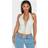 PrettyLittleThing Shape Cream Washed Faux Leather Halter Neck Lace Up Corset - White