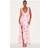 PrettyLittleThing Floral Chiffon Frill Plunge Strappy Maxi Dress - Pink