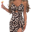 Shein Bodycon Knit Dress With Metal Shoulder Straps High Slit And Printed Pattern