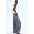 H&M Ladies Blue Wide Linen-Blend Trousers - Blue