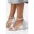 Where's That From Abrina Mid High Block Heel Sandals With Ankle Strap - Grey