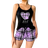 Shein Womens Heart Plaid Print Camisole And Shorts Sleepwear Set