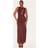 PrettyLittleThing Chiffon Keyhole Ruched Detail Maxi Dress - Chocolate