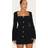 PrettyLittleThing Shape Tailored Square Neck Hammered Button Mini Dress - Black