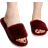Shein Womens Wine Red Fashionable Solid Bedroom Slippers Minimalist Furry Slipper Shoes