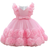 Shein Baby Girls Solid Color Floral Mesh Satin Party Dress