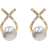 Shein pair Crossed Rhinestone Fake Faux Pearl Stud Earrings