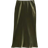 New Look Satin Midi Bias Skirt - Khaki Green