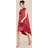 Goddiva Cowl Neck Back Wing Satin High Low Midi Dress - Berry-Red