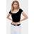 H&M Picot Trimmed Ribbed T-shirt - Black