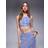 River Island Ruched Gingham Bralet Top Co-Ord - Blue