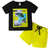 Shein Baby Boy Casual Holiday Letter Palm Tree Print TShirt And Drawstring Shorts Set