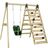 Rebo Glide Wooden Single Swing Set with Climbing Wall and Swing Seat Lavender