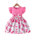 Shein Girls Summer Ruffled Sleeves BowTie Rose Flower Print Casual Dress