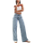 Motel Roomy Wide Leg Low Rise Jeans - Vintage Blue Wash