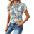 Shein Women's Fresh Ditsy Floral Short Sleeve Shirt With Ruffle Hem And Tie Knot, Summer
